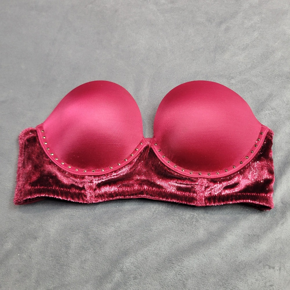Victoria's Secret Very Sexy Red Velvet Studded Multi-Way‎ Strapless Bra 32B